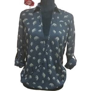 Japna XS Sheer elephant print hi lo top